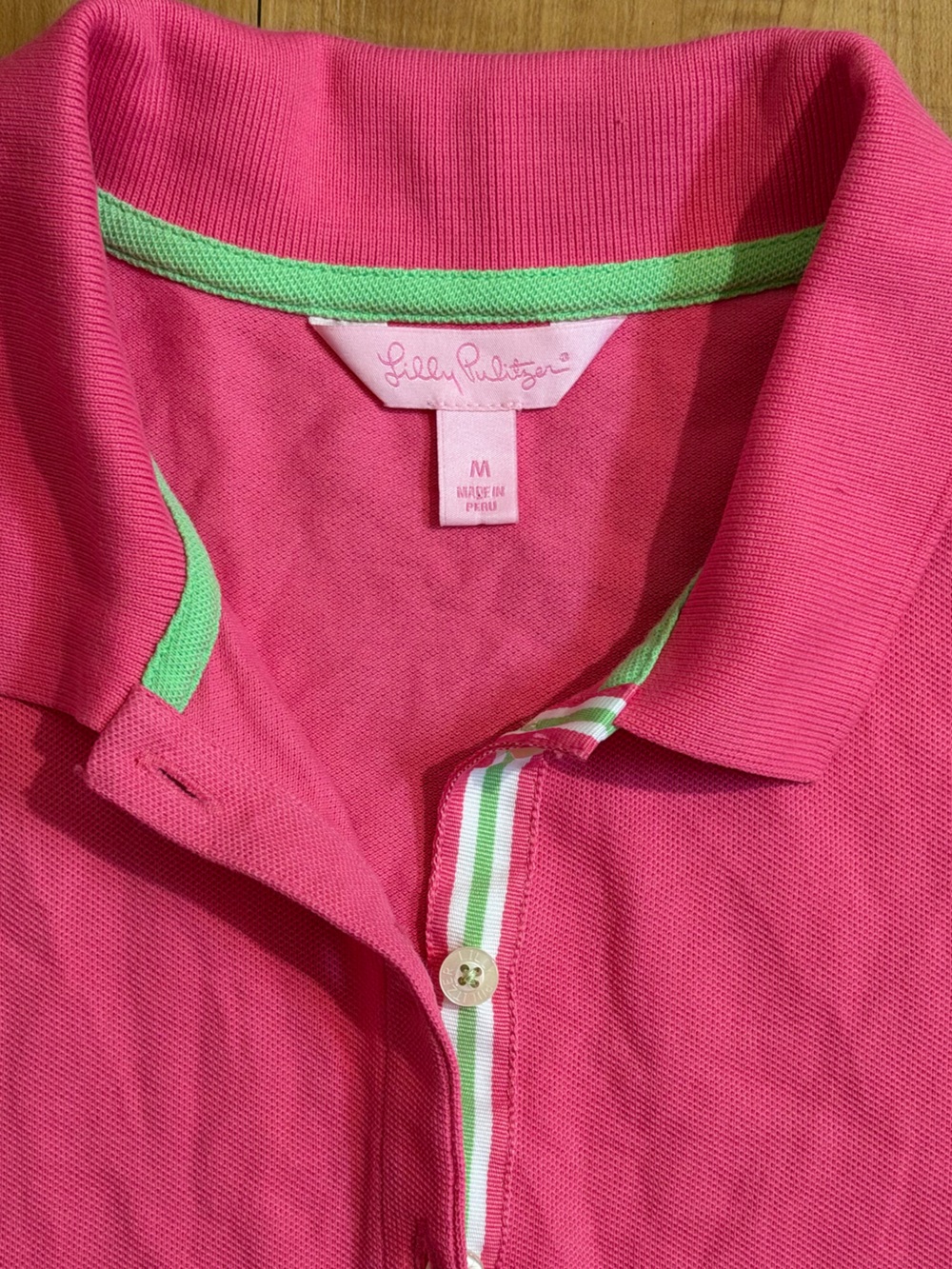 Lilly Pulitzer Pink Pima Cotton Polo Shirt Palm Tree Logo M - Picture 6 of 10